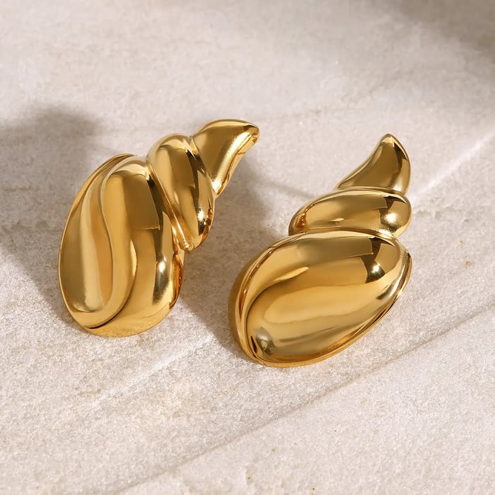 1 Pair Simple Style Droplet Shape Stainless Steel  Gold Color Women's Stud Earrings 